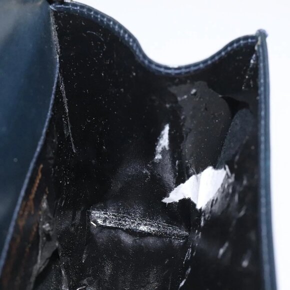 Salvatore Ferragamo Gancini Chain Shoulder Bag Leather Navy Gold - Picture 10 of 16